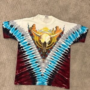 Liquid Blue Multicolor Tie-Dye Bull Skull Shirt